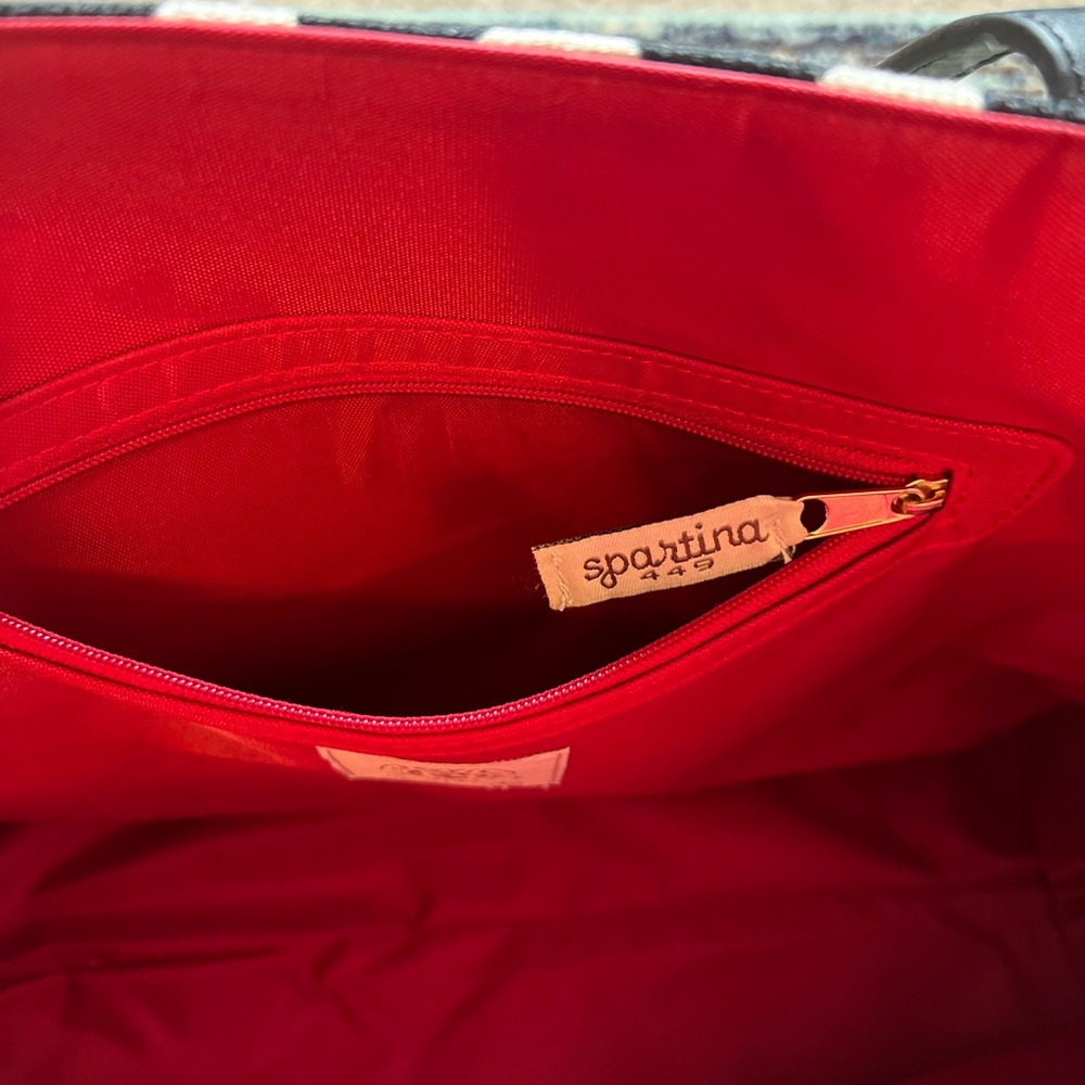 NWOT-Spartina Black and Tan Tote Bag. Red interior. Beautiful! - Picture 8 of 8